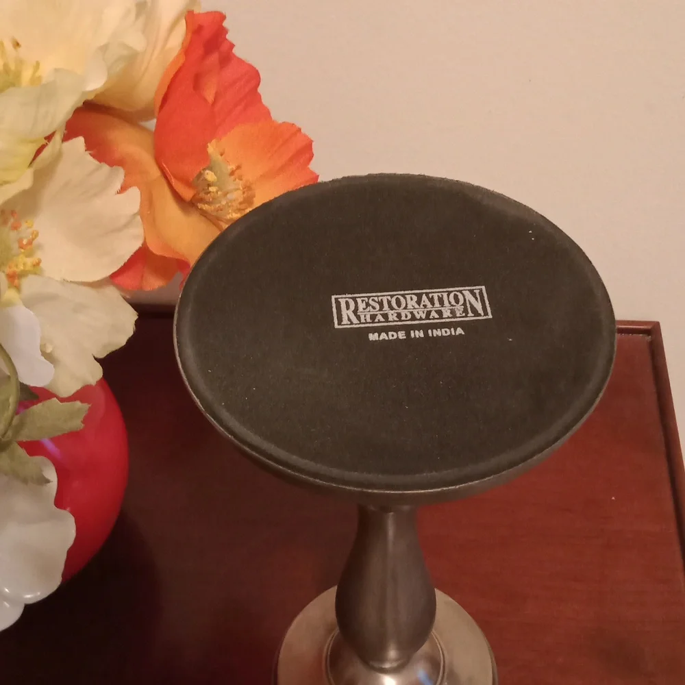 Restoration Hardware bronze Pillar Candle Stand